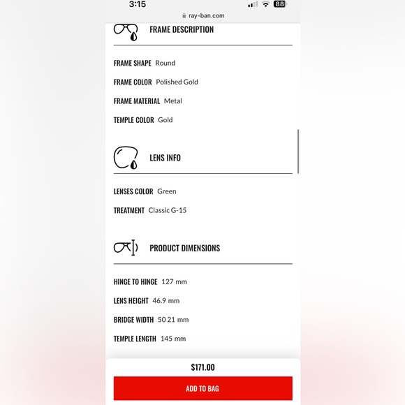 Green and gold round Ray-Bans. - Picture 6 of 7